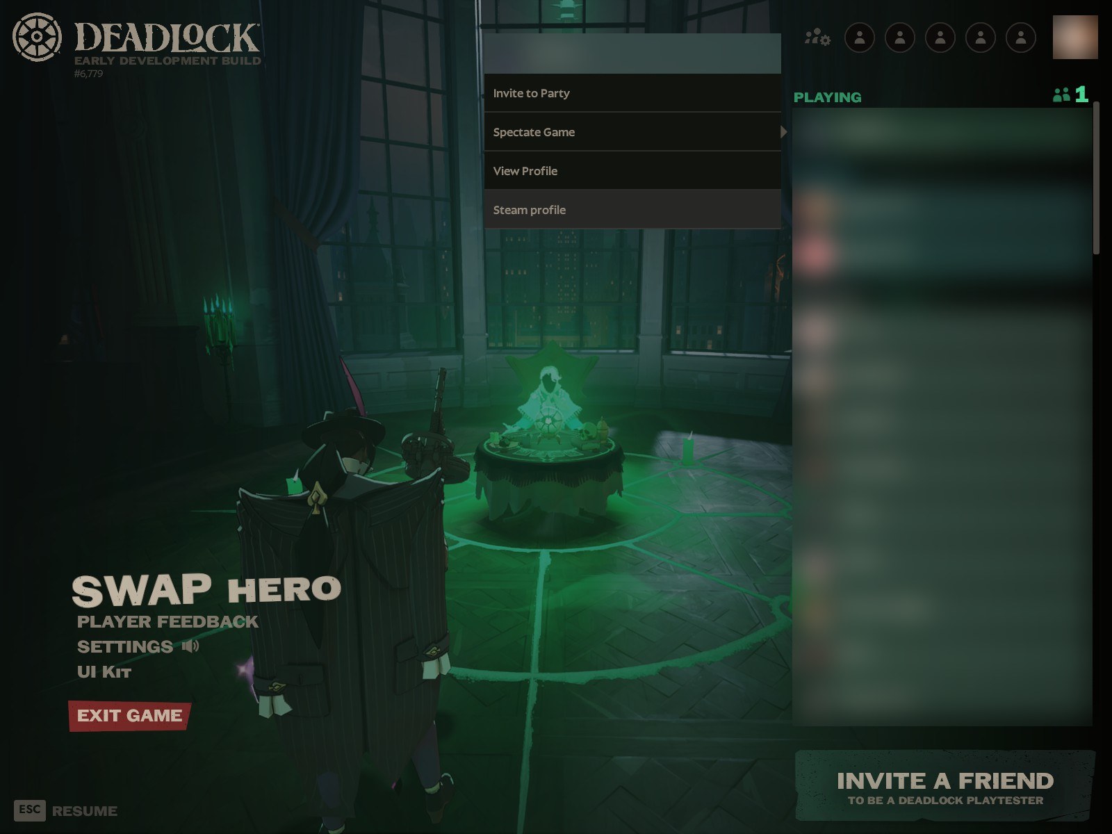 Right-click a player: Steam profile is the last row.
